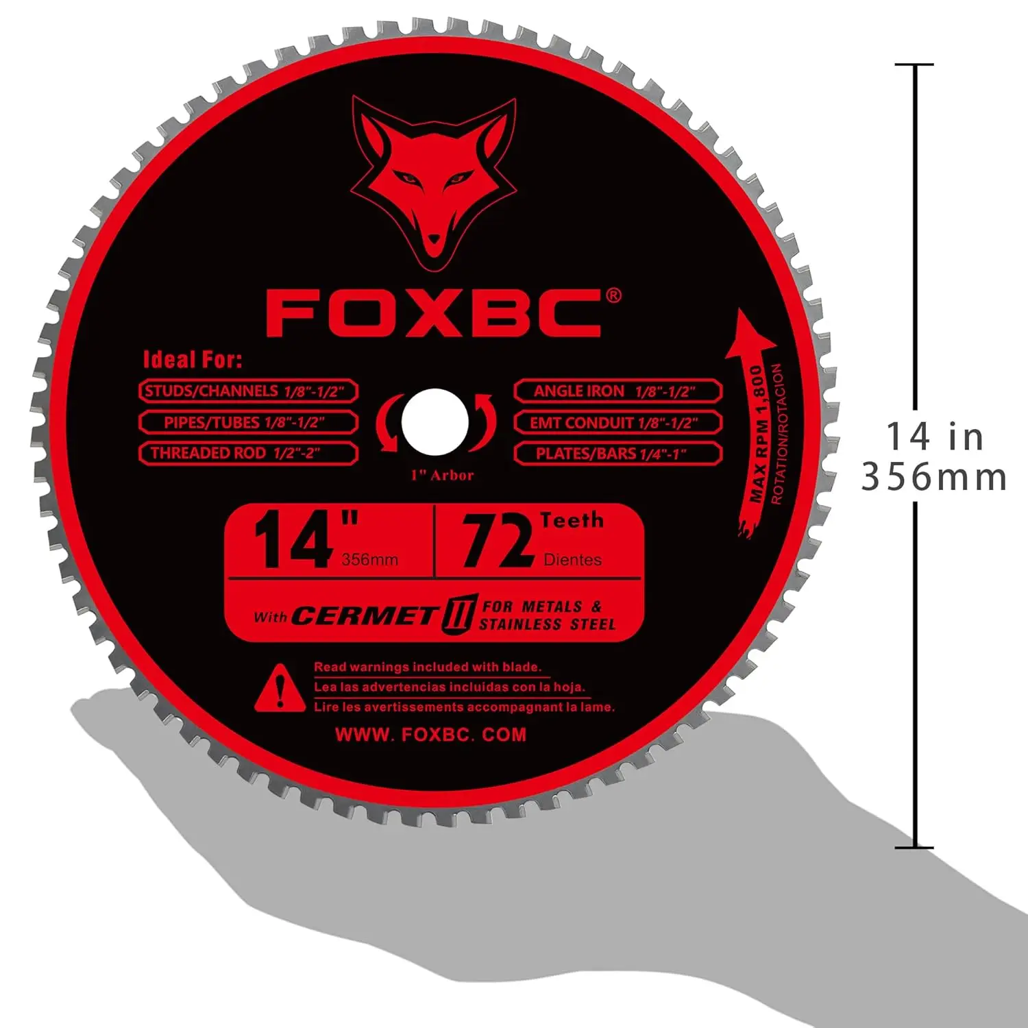 14-Inch Metal Cutting Saw Blade, 72 Teeth, Cermet Carbide for Long Life, Compatible with 14" Chop Saws