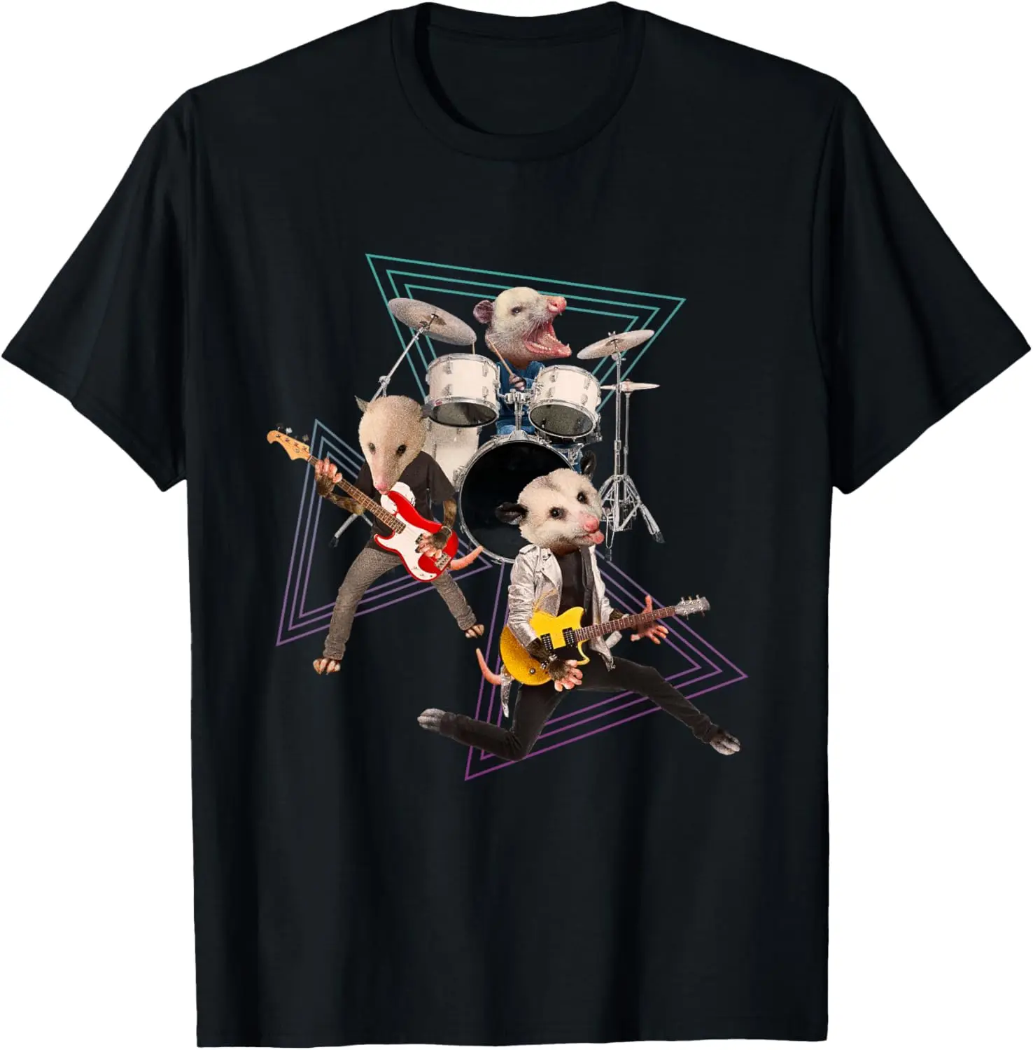 Funny Possum Band Weird Cursed Opossum Music Graphic T-Shirt