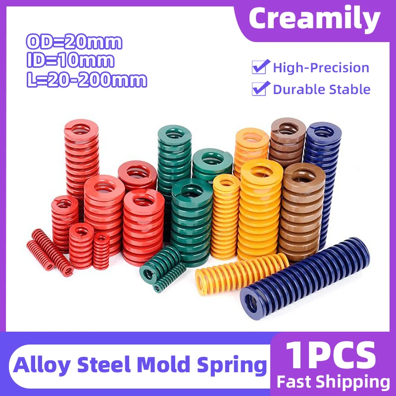 

Creamily 1PCS Die Springs Spiral Stamping Compression Mould Springs For Trunk Support Lift Bar Tools OD20mm ID10mm L20-200mm