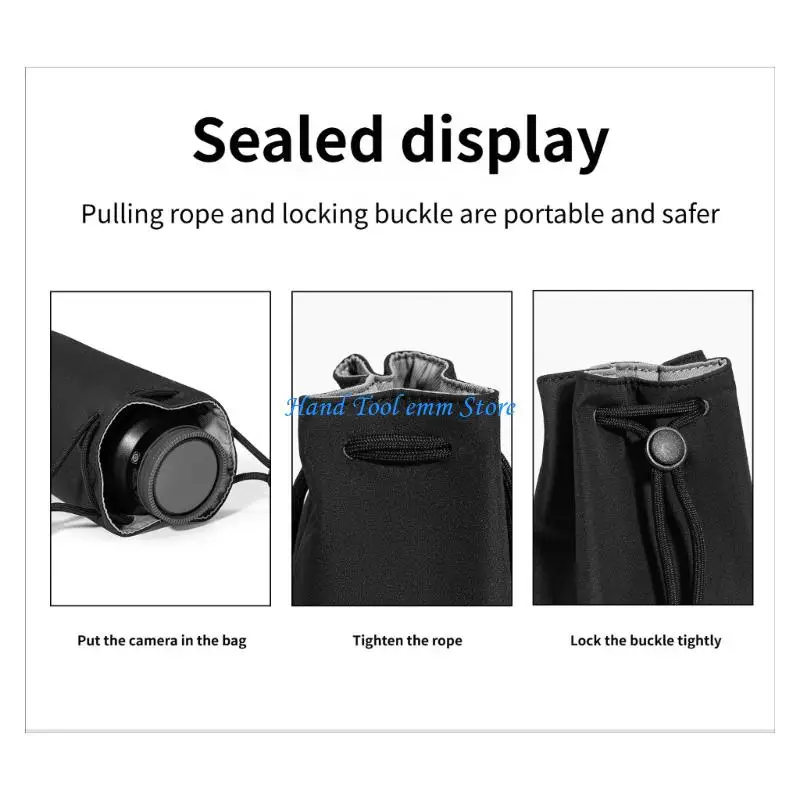 

H37F Heavy Duty Camera Lens Bag Waterproof Video Lens Soft Drawstring Protector