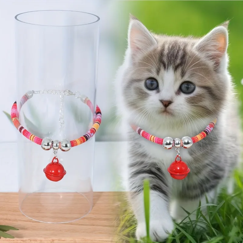 Adjustable Pet Collar with Bell Cute Collars for Small Dogs and Cats Kitten Necklace Pet Accessories