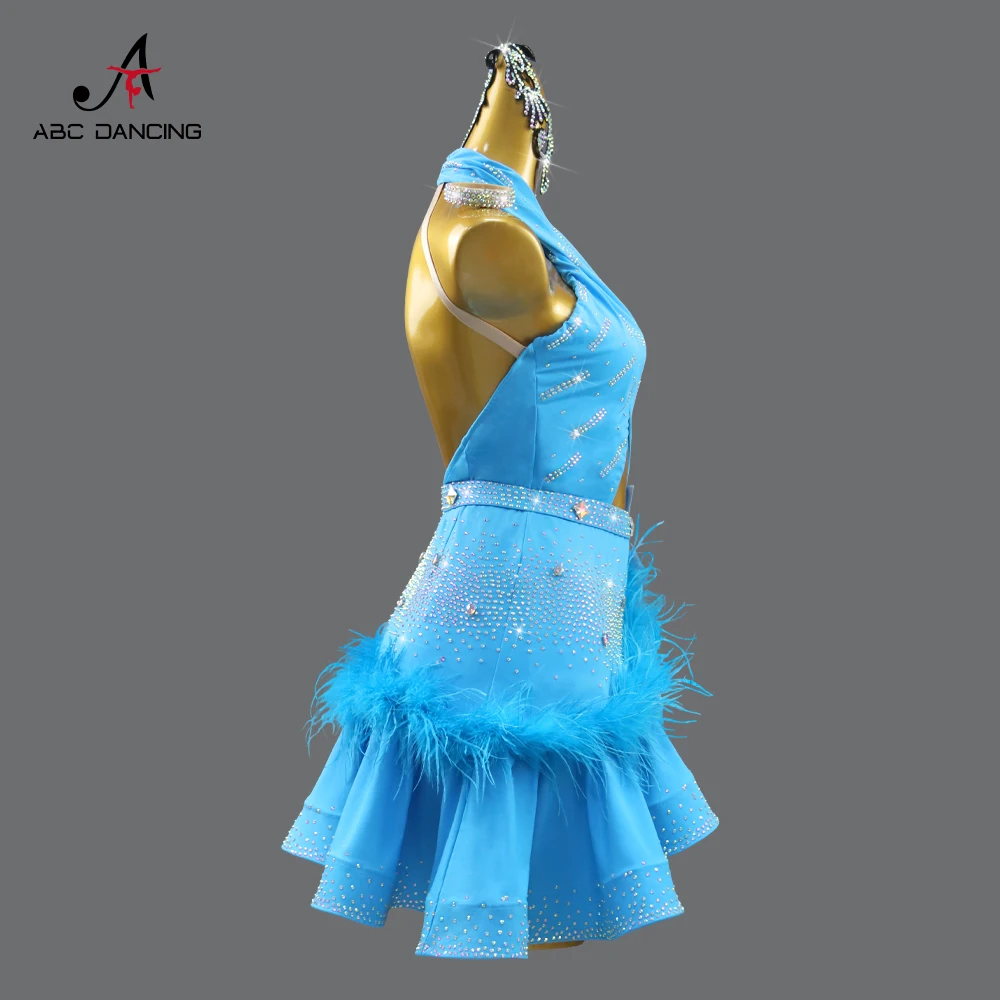 Vestido de dança latina para mulheres, roupa de palco, roupa de linha, roupas esportivas, saia dancewear, traje de festa, baile