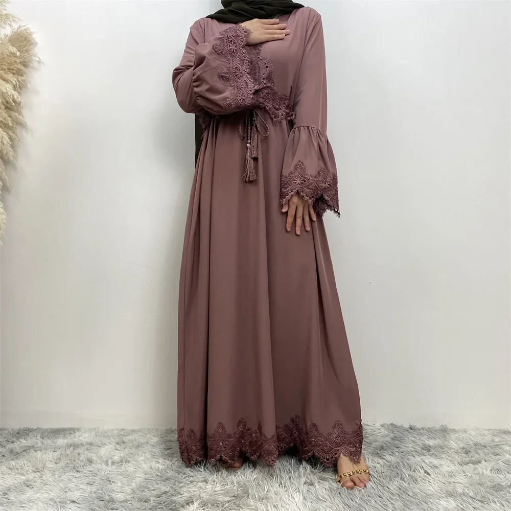 

Femme Lace Abaya Fashion Muslim Women Dress Turkey Dubai Abayas Kaftan Eid Ramadan Mubarak Djellaba Islamic Clothing Robe Caftan