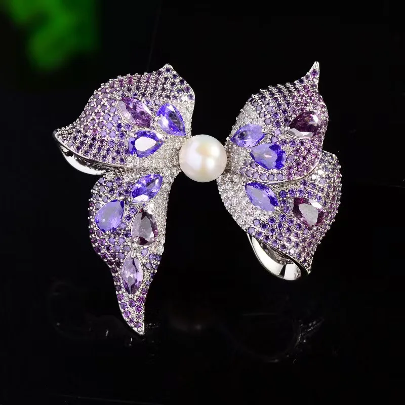 Delicate retro bow brooch Fresh water pearl color corsage senior sense 100 with accessories