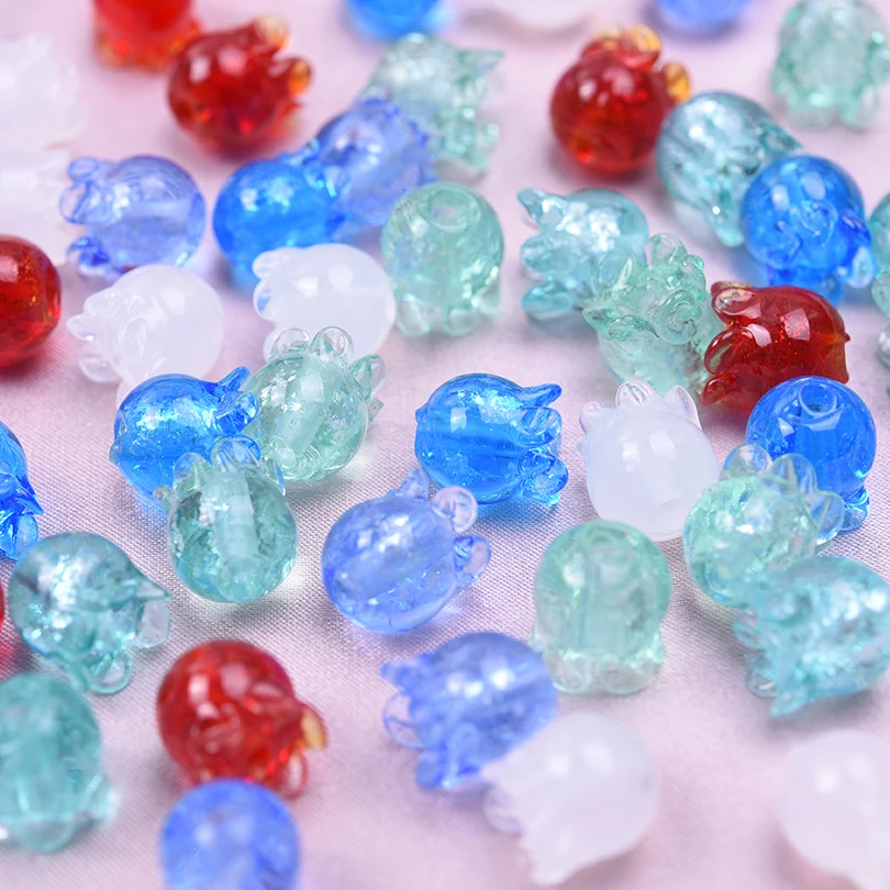 10pcs Glass Jewelry Charms Ocean Beach Octopus Shell Jellyfish Glass Beads DIY for Jewelry Making Necklace Bracelet Spacer Beads