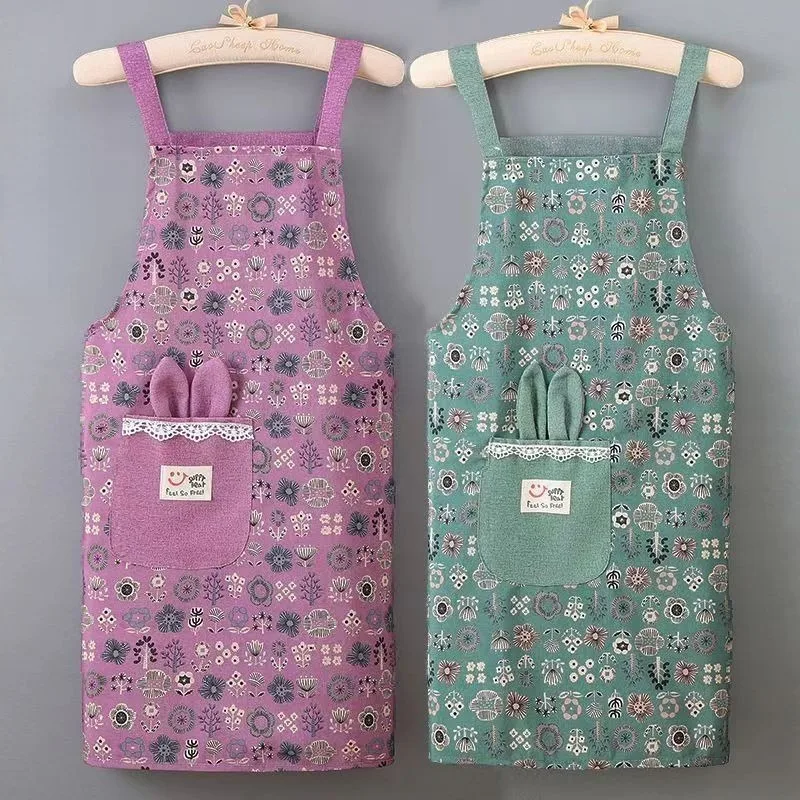 Cute Plants Kitchen Household Oil-Proof Cooking Apron For Women Children Men Kitchen Waterproof Adult Coffee Baking Accessories