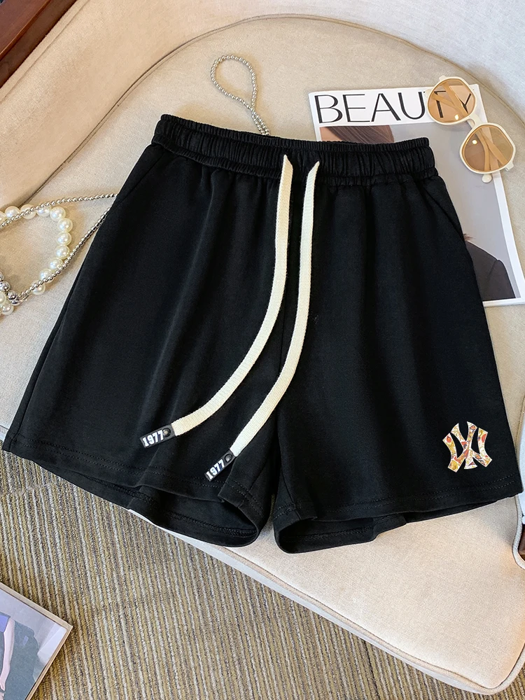 Fashion Streetwear Casual Short Sleeved Tops+Shorts 2 Piece Set Women Summer New Loose O-Neck T Shirt Wide-Leg Pants Sports Suit