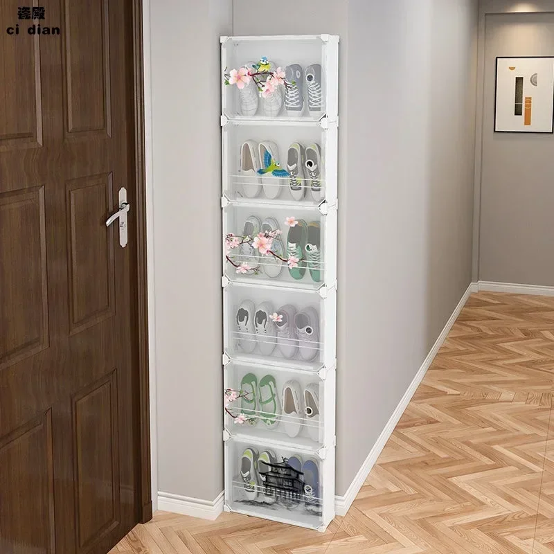 

Simple Shoe Cabinet Organizer Space Saving Rack Wall Corner Shoe Shelf Adjustable Rock Entry Door Multi-Layer Storage