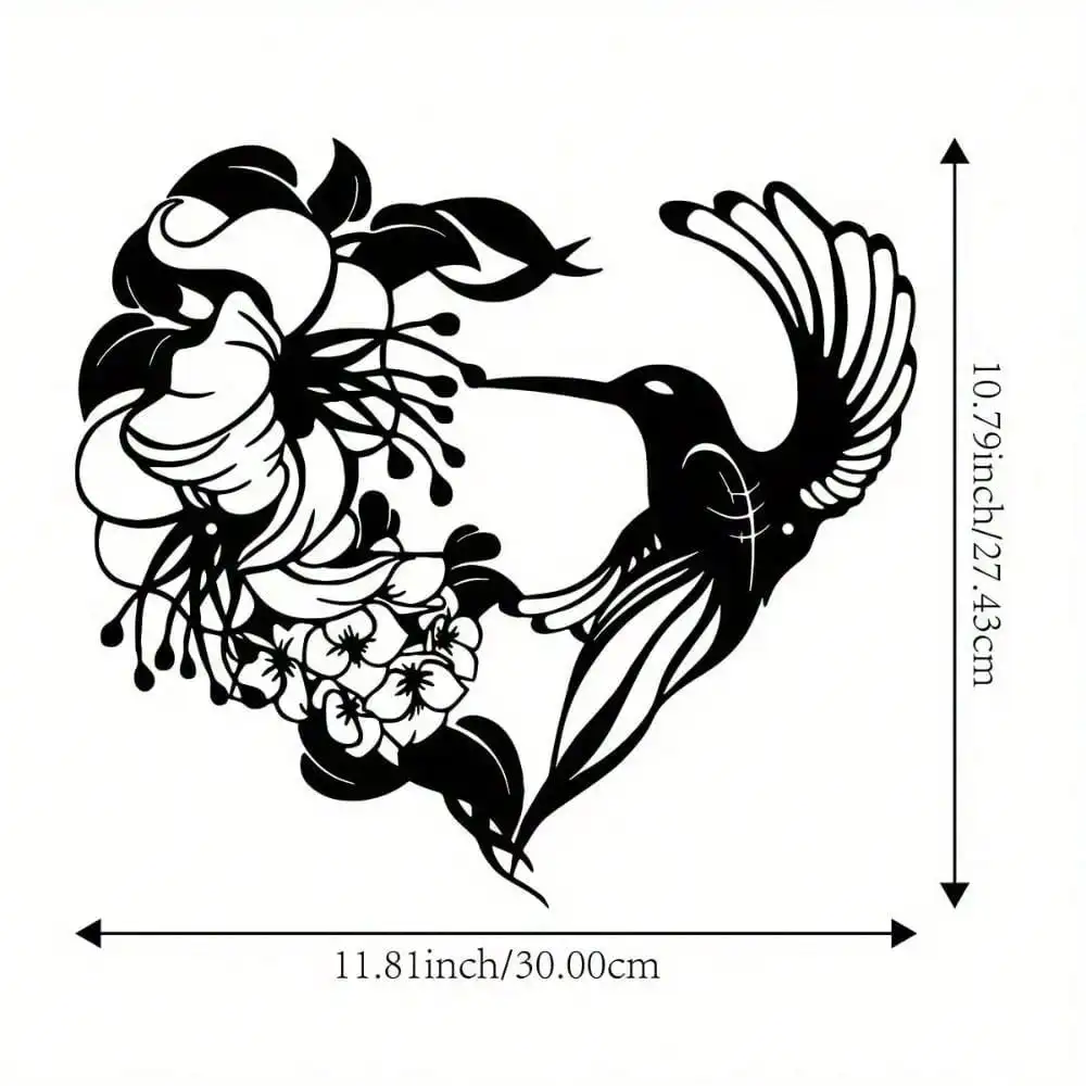 CIFbuy Iron Wall Art Hummingbird Metal Sculpture with Hook for Outdoor Garden Terrace Balcony Living Room Hanging Decor