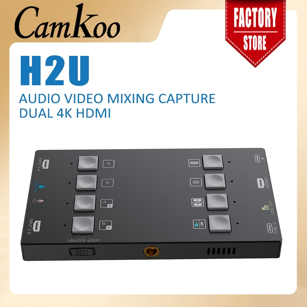 CAMKOO Audio Video Mixing Capture H2U compatible with dual 4K HDMI suitable for live streaming video recorders game consoles