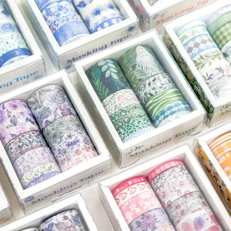 

10pcs sea and forest series Washi Tape Set Japanese Paper floral Stickers Scrapbooking flower Adhesive Washitape Stationary