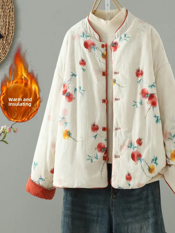 

Artistic Sle Double-Sided Wear Cotton Jaet Women's Winter Warmth Thiened Long Sve Stand Collar Button down Coat