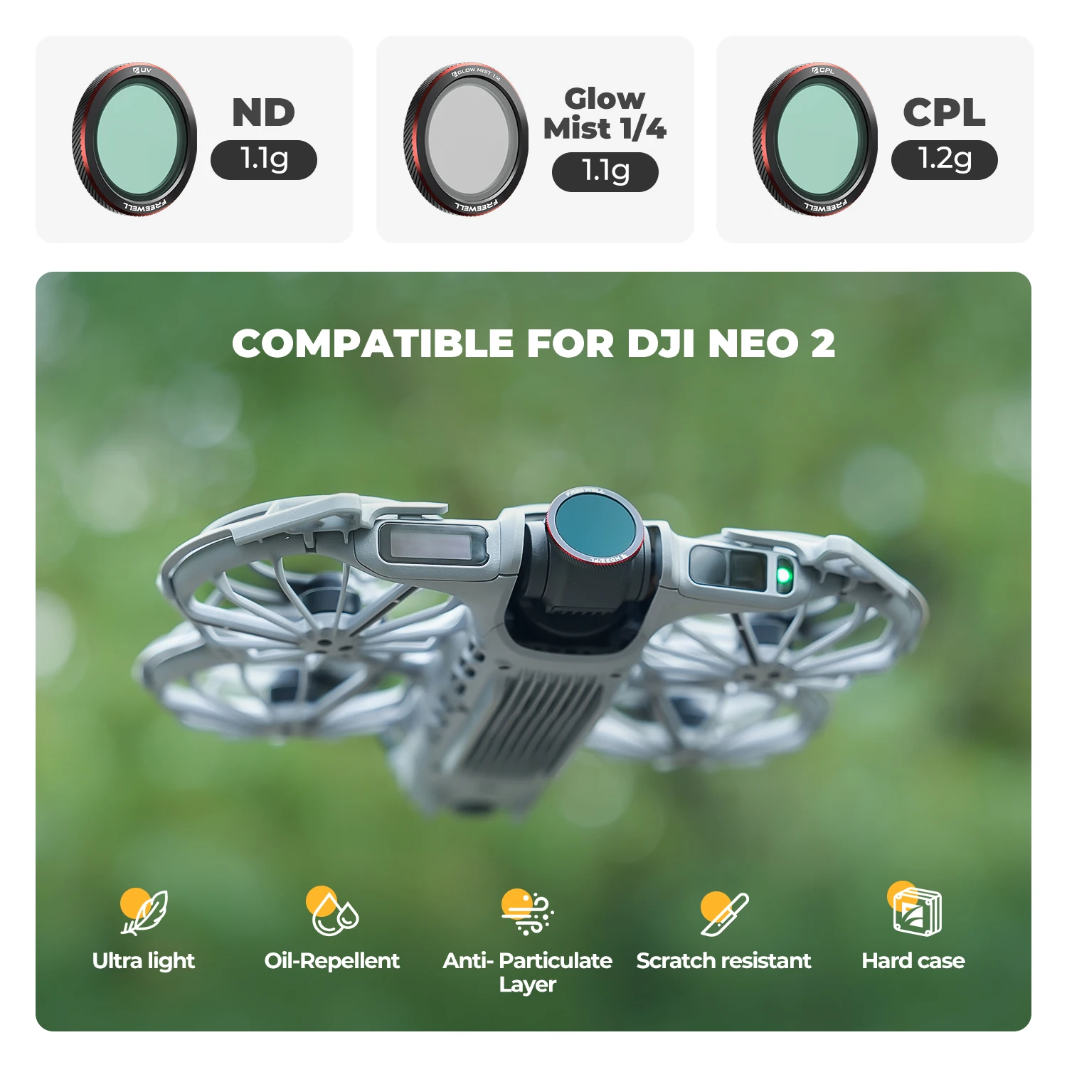 Set di 3 filtri ND magnetici per il drone DJI Neo 2 -  - Ricambi, accessori e riparazioni per UAV DJI