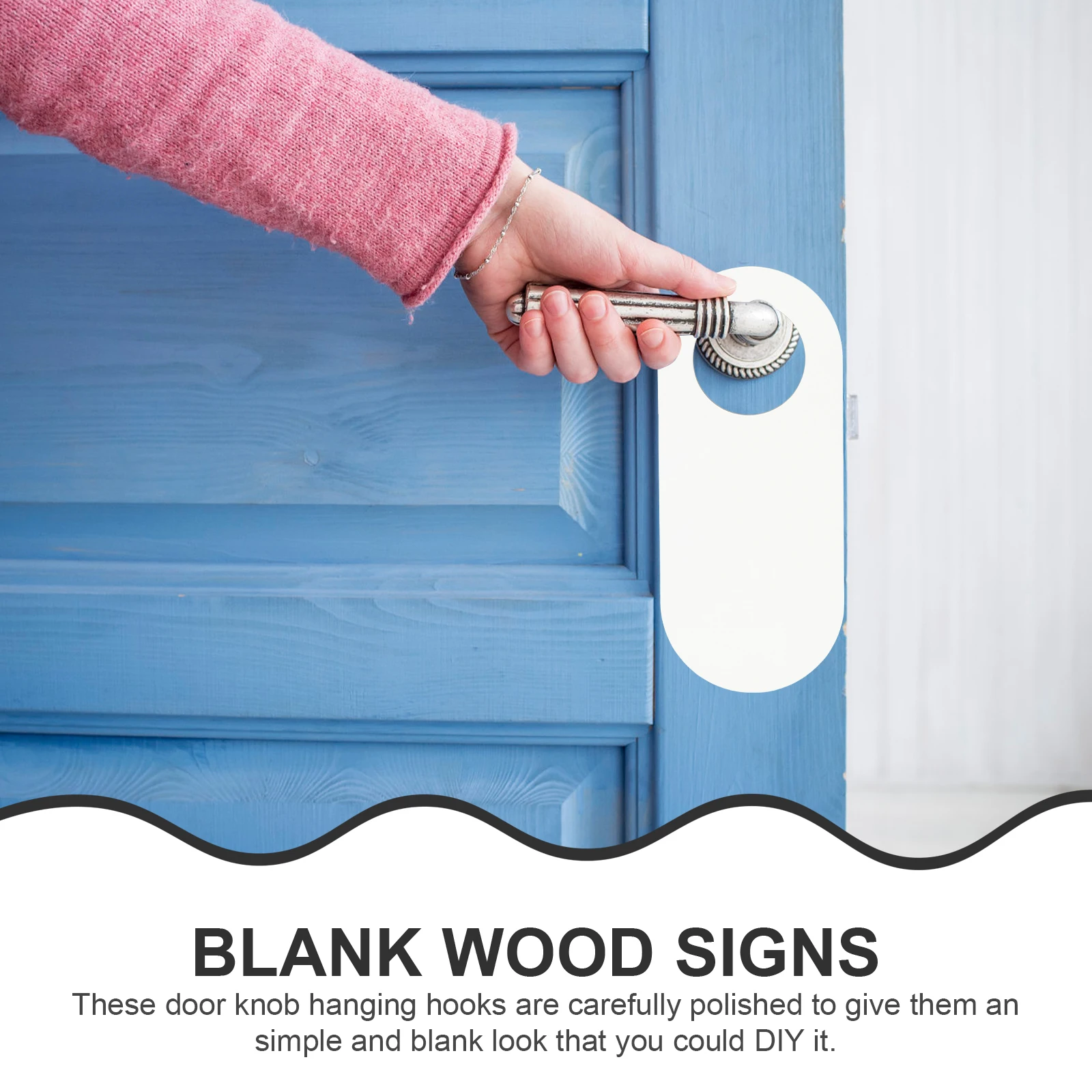 

2pcs Diy Wooden Door Knob Hangers Blank Wood Signs Craft Supplies For Front Door Decoration