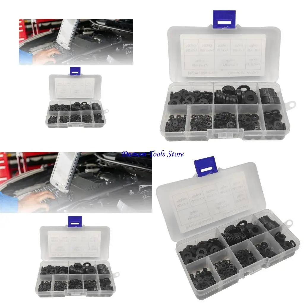 

57BE Pack of 500 Plastic Washers Washers Black Nylon Spacer Sleeves Plastic Washers