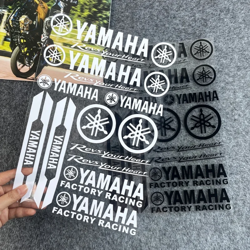 Pegatinas reflectantes para motocicleta Yamaha, calcomanías decorativas impermeables, logotipo láser, caja trasera de casco de cuerpo de carreras,