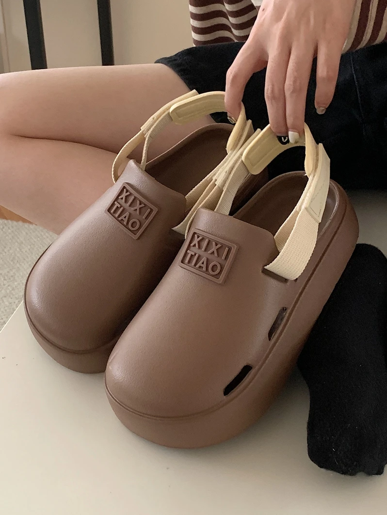 

Casual Thick Bottom Sandals for Couples Summer Trendy Street Style Beach Shoes Men Women Open Toe Slip-On EVA Material