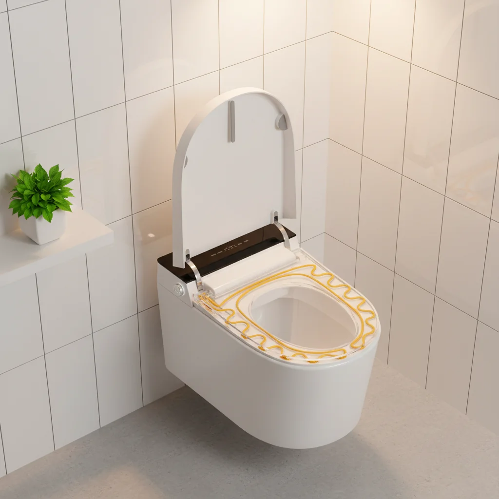 Modern Automatic Smart Toilet Remote Control P-Trap Drainage Heated Seat Wall-mounted Elongated One-Piece Ceramic