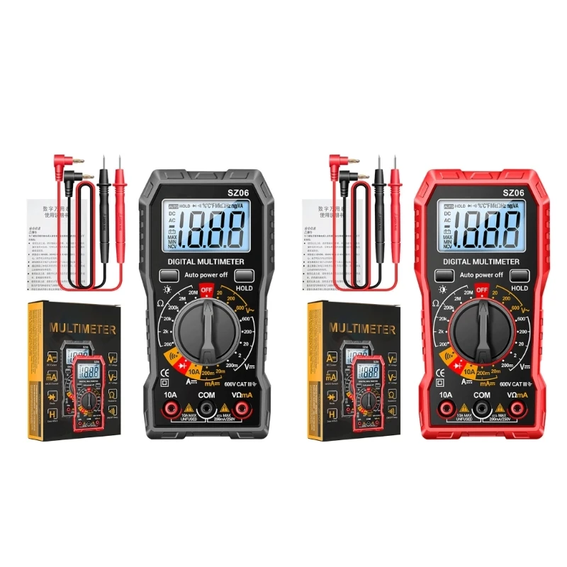 Multimeter LCD Screen Backlit Back Bracket Electrical Ammeter Ohm Tester Battery Operated(NOT Included)