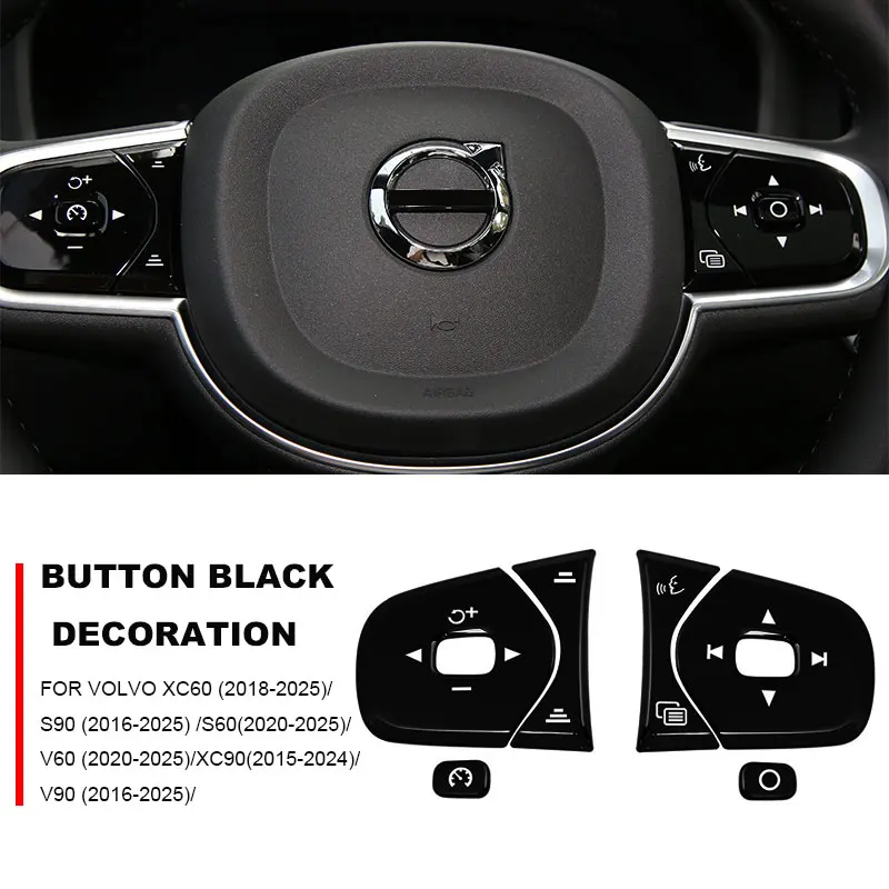 

For Volvo S90 XC60 V90 S60 XC90 v90 v60 steering wheel trim sequin frame button interior trim supplies Decorative car stickers