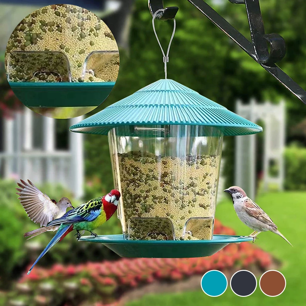 Plastic Bird Feeder Transparent Hanging Peanut Nut Feeding Station Outdoor Garden Seed Food Dispenser Holder Containers