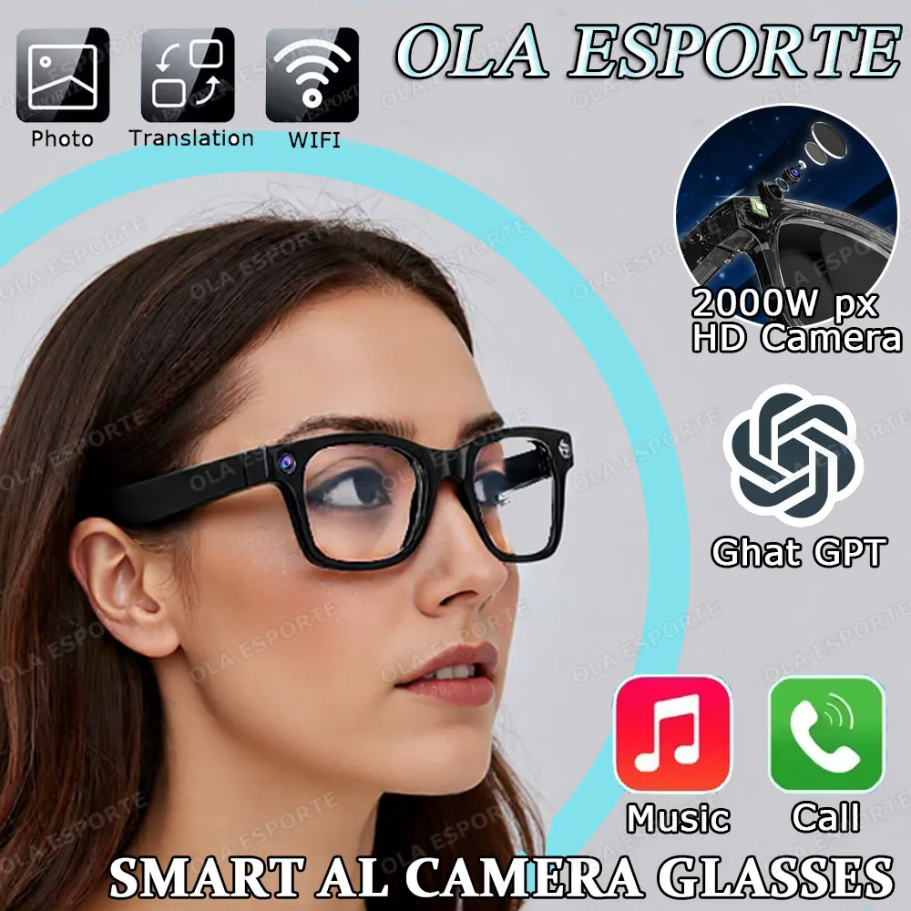 ใหม่SmartGlasses 200W HDกล้อง 1080P/บันทึกภาพAIคํากันน้ําAnti-Blue Light Voice Callเพลงsmartglasses