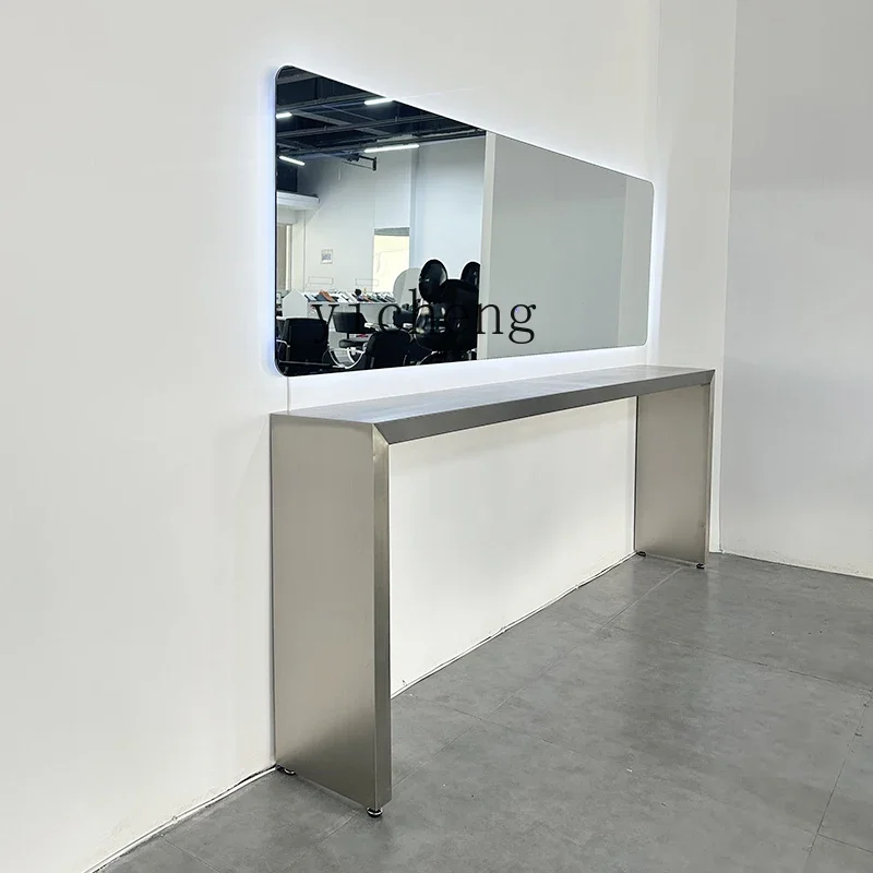 PP  hair salon stainless steel perm and dyeing table management mirror table Chase mirror hair cutting countertop integrated