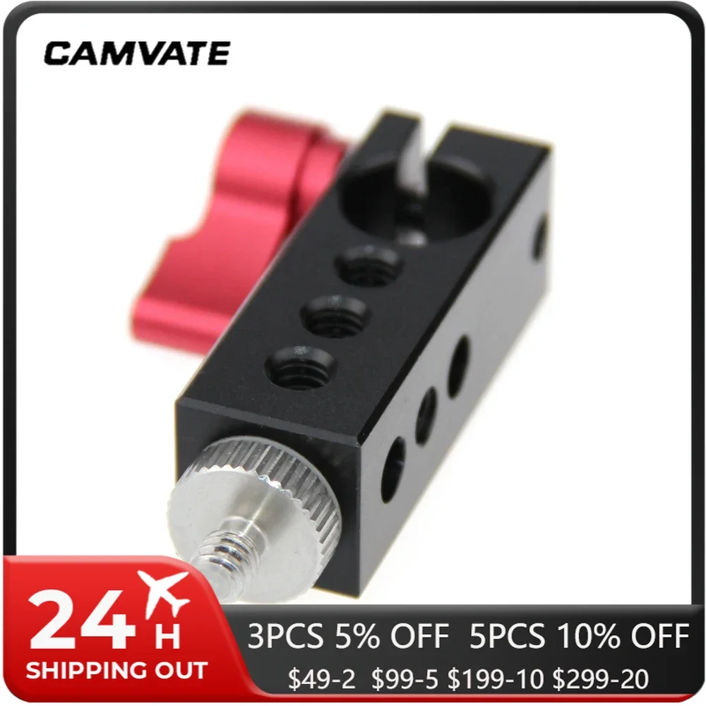 Connettore a vite filettato in alluminio 1/4 "-20 CAMVATE con morsetto a stelo singolo Standard da 15mm per videocamera/Monitor Video/videocamera/DSLR