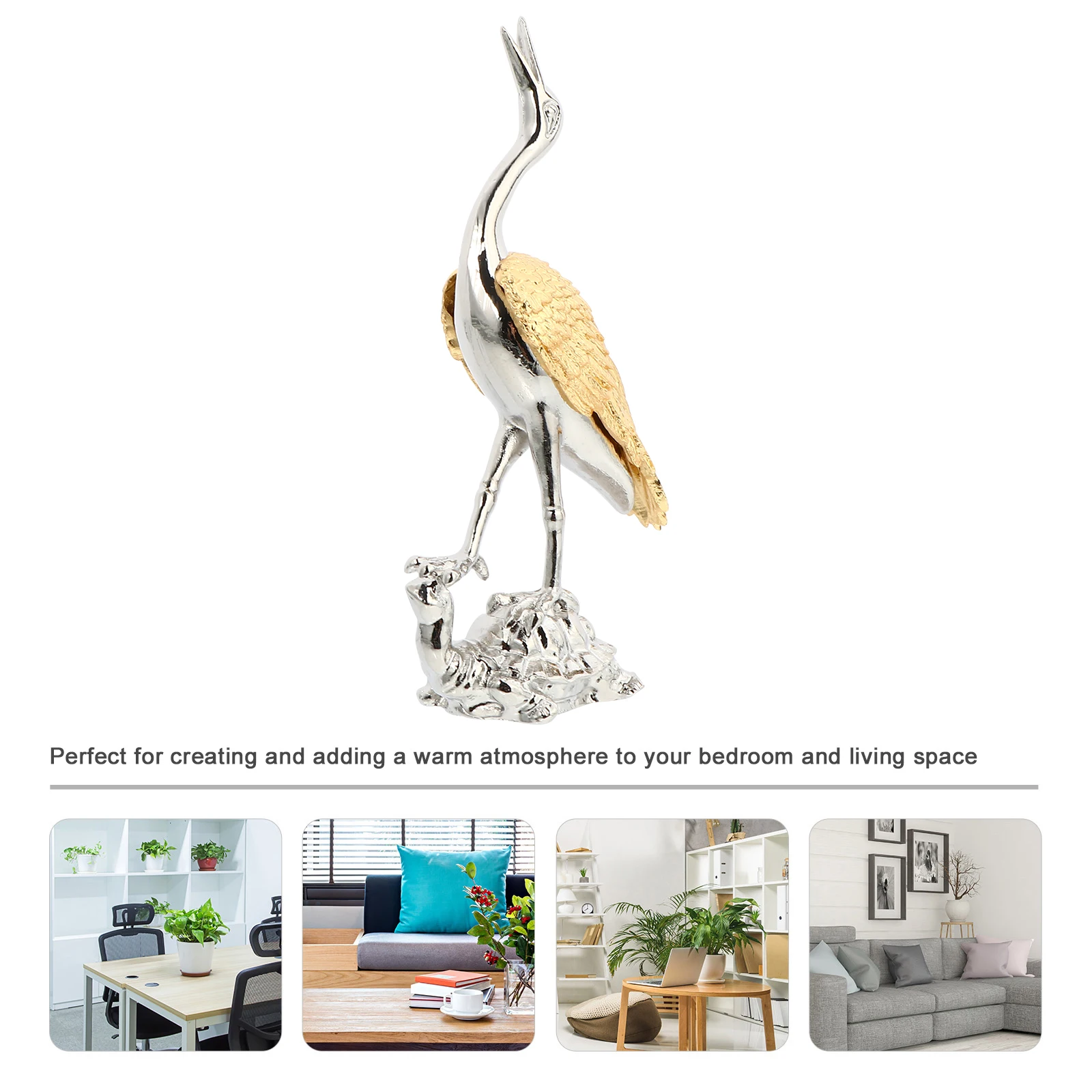 

Metal Crane Decor Lovely Shape Bright Colors Clear Texture High Quality Durable Home Adornment Mini Christmas Statue Garden