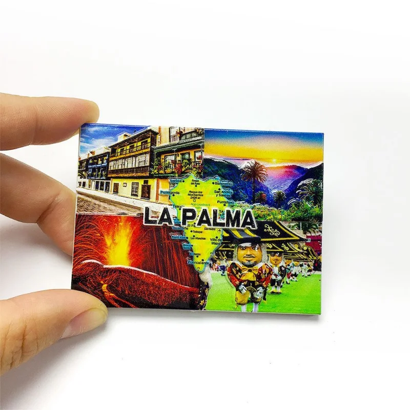 

Creative Scenery Decorations of La Palma Island, Spain, Colorful Painted Gifts, Travel Souvenirs, Handicrafts, Fridge Magnets