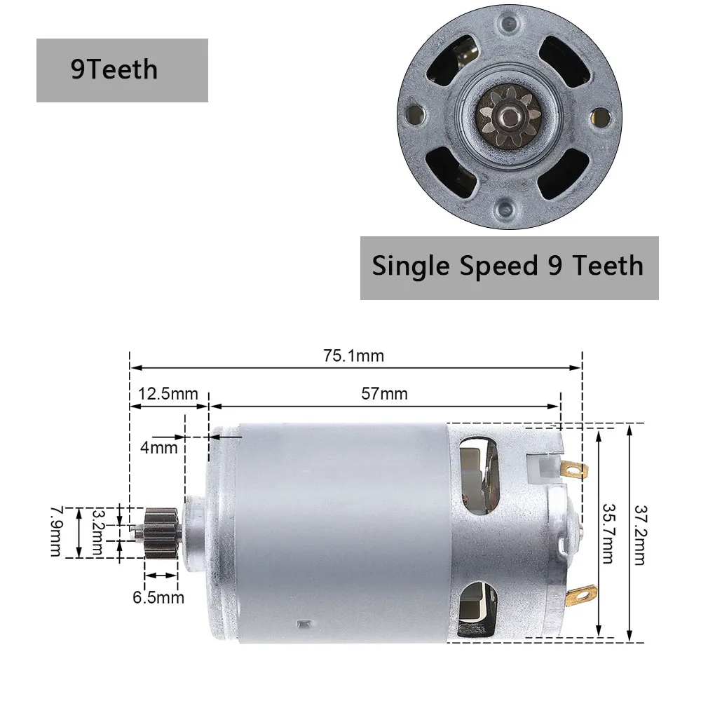 RS550 DC Motor 12V 16.8V 21V 25V 19500 RPM 9 11 12 Teeth Electric Motor High Torque Micro for Electric Drill Screwdriver / Saw