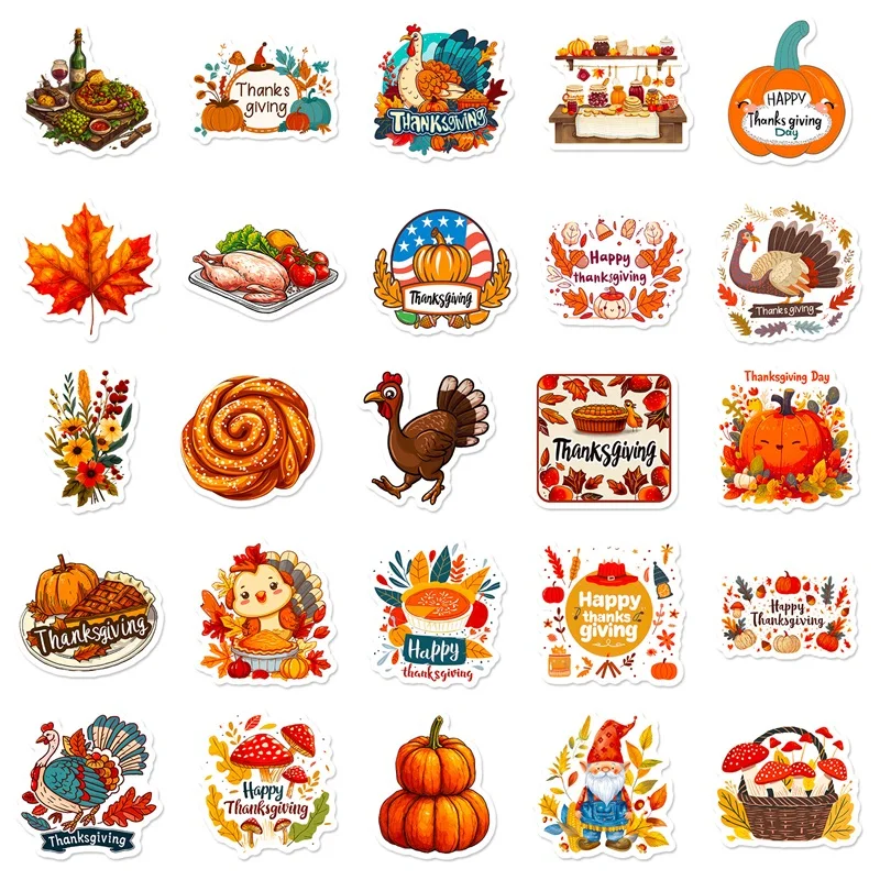 50PCS Autumn Harvest PVC Sticker Aesthetic DIY Children\'s Decoration Scrapbooking Stationery Hand Accounting Supplies for Kids