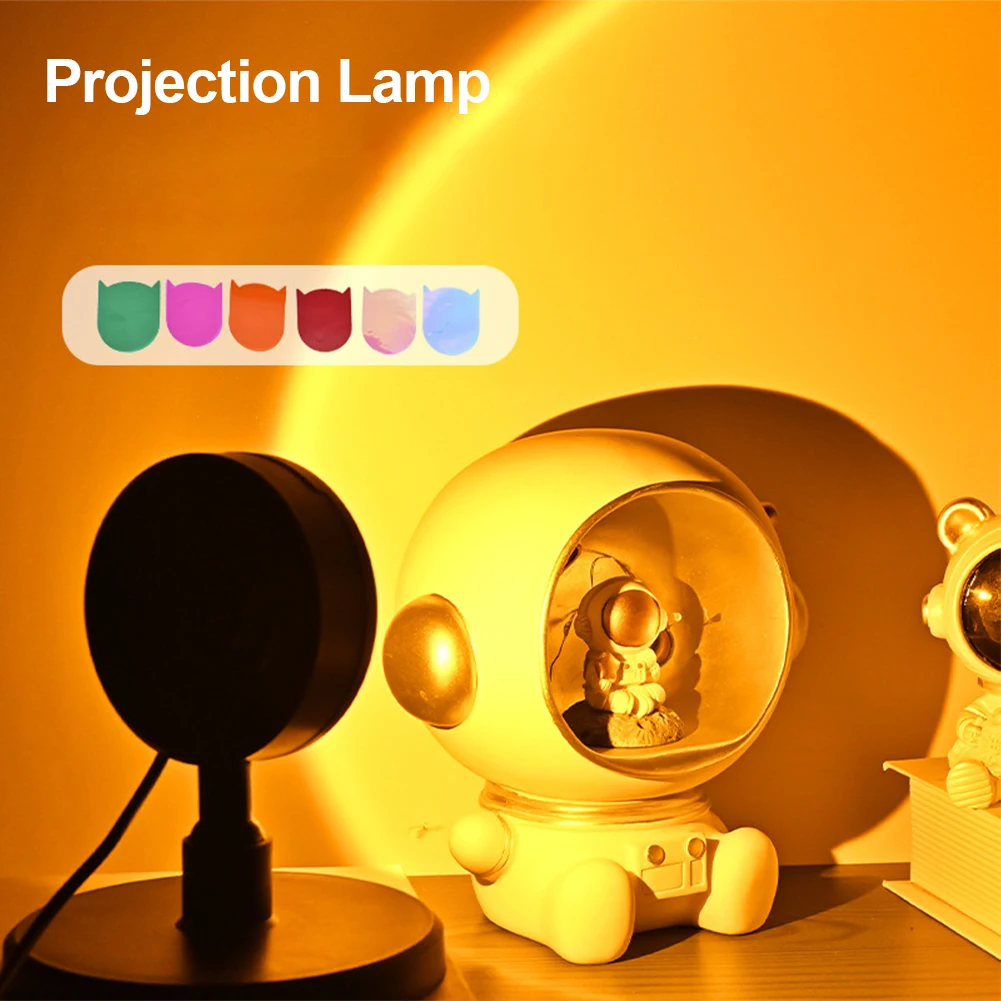 Proyector rojo arcoíris con USB, luz Led nocturna, lámpara de escritorio de proyección solar para dormitorio, Bar, cafetería, decoración de pared,