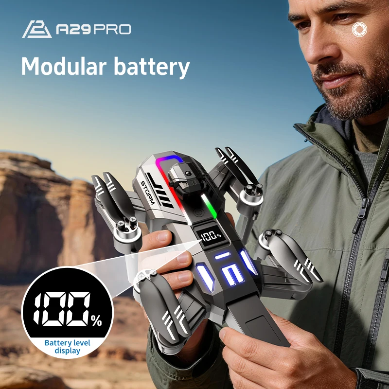 RC FPV Quadcopter A29 Mecha Style Drone Cool LED Full Obstacle Avoidance 5.6" Screen RC Drone Present For Teenagers Hobbyists view 4