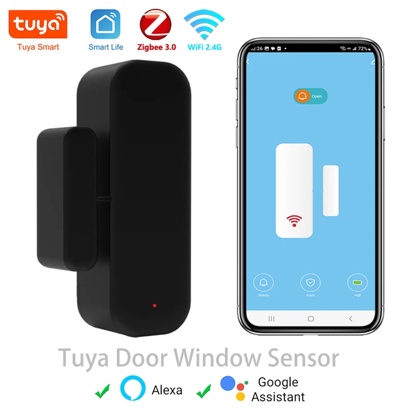 Zigbee Door Sensor Window Sensor Contact Sensor For Smart Home Smart Life Remote Control Compatible with Alexa Tuya Zigbee WiFi