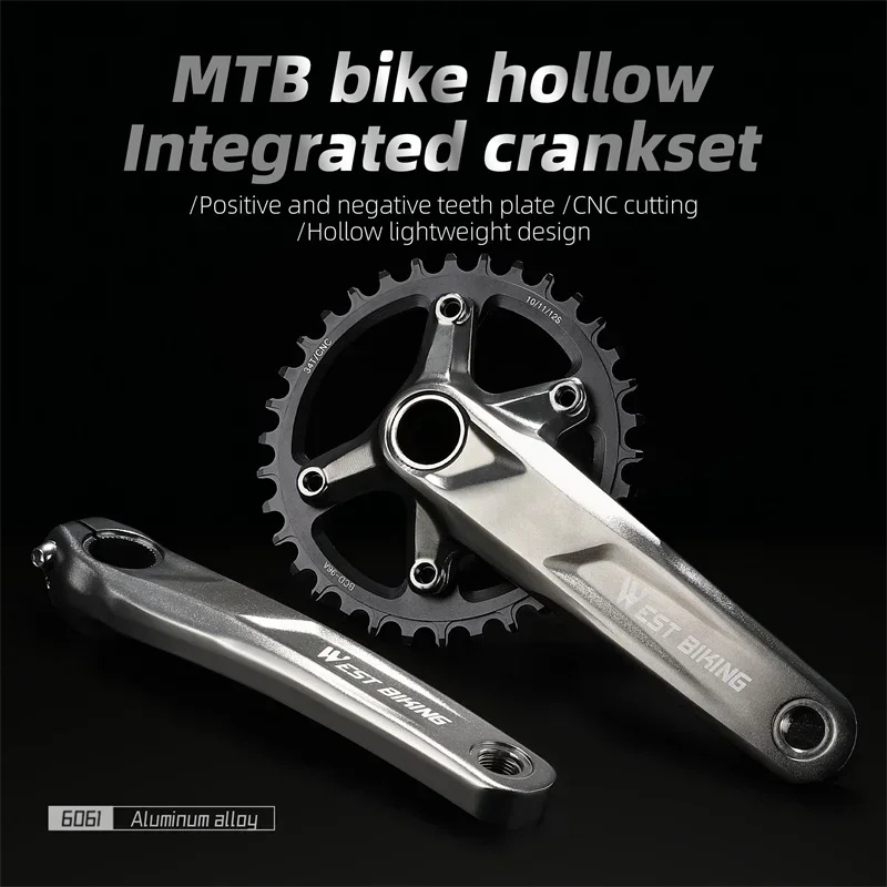 WEST BIKING Mountain Bike Crankset With Bottom Bracket 96BCD 34T Narrow Wide Chainring CNC Aluminum Alloy MTB 10/11/12 Speed Set