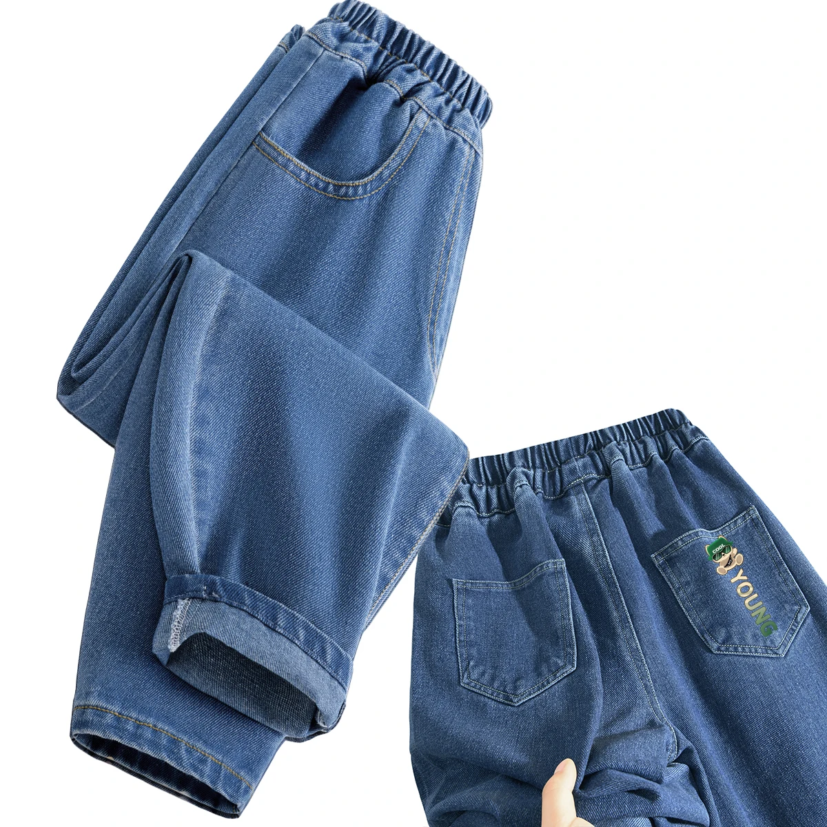 

2024 Autumn New Awl-shaped Casual Sports Trousers The Trend Of Young People Children's Jeans Boys And Girls