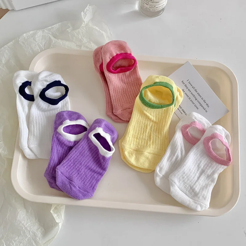 Chaussettes invisibles en coton pour femmes, chaussettes de bateau, chaussettes coordonnantes en silicone, bouche peu profonde, printemps et été