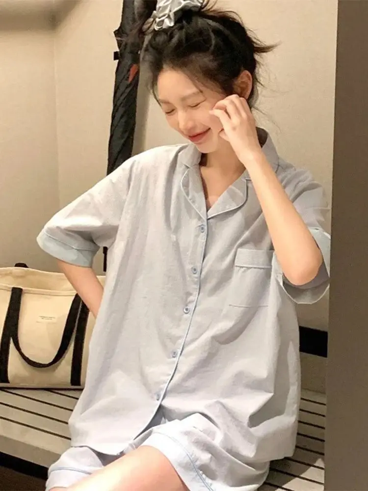 Summer Pajamas Women\'s Pajamas Set Short Sleeve Pajama Sleepwear Two Piece Suit Pyjama Femme Nightwear Korean Style Homewear