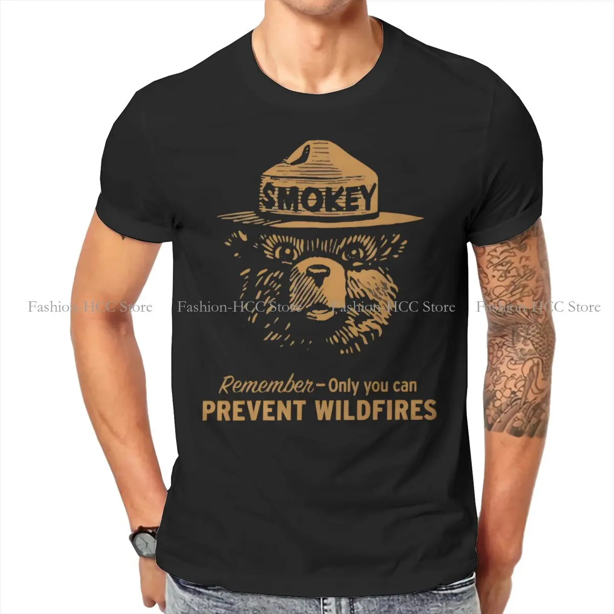 

Smokey The Bear Rules Tshirt Vintage Men Grunge Teenager Clothing Tops Oversized Cotton O-Neck T Shirt