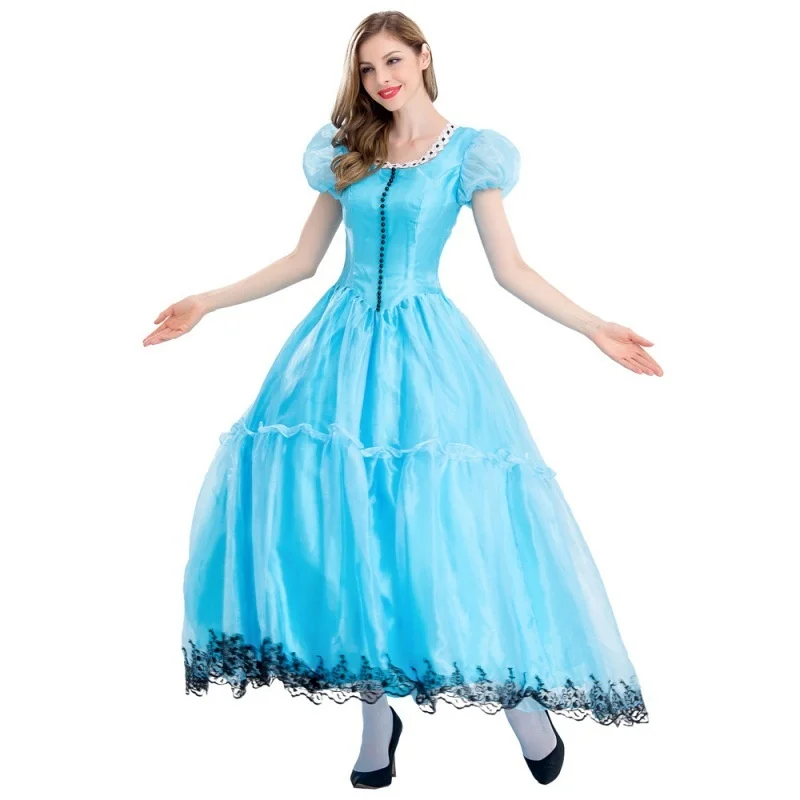 Fsia de loween para Adultos, Vestido de Princesa Alice no País das Maravilhas, Traje de Conto de Fadas para Apresentaç...