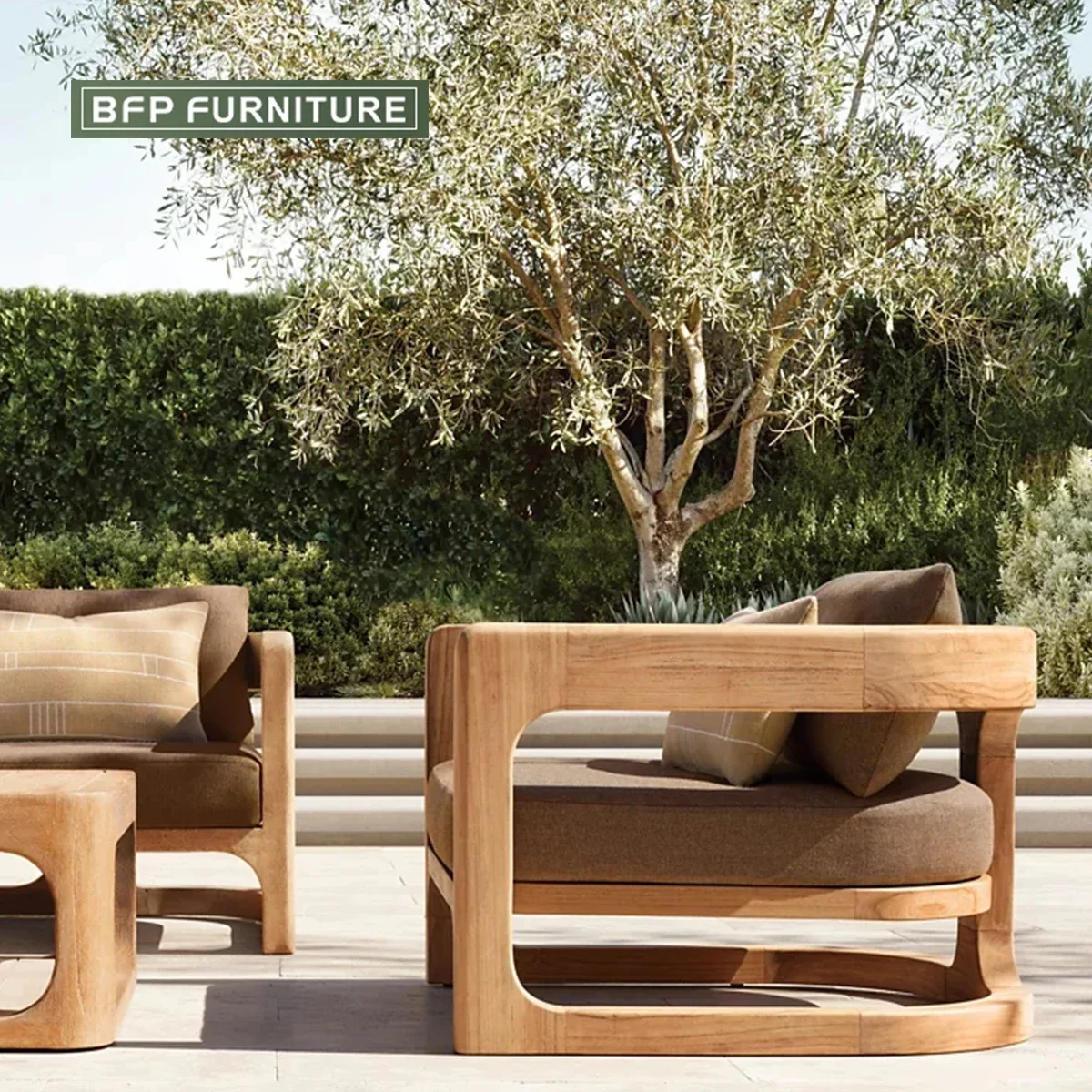 

BFP HOME Garden patio Furniture Outdoor Sofa Set Teak Wood Sofa Teak Outdoor Furniture