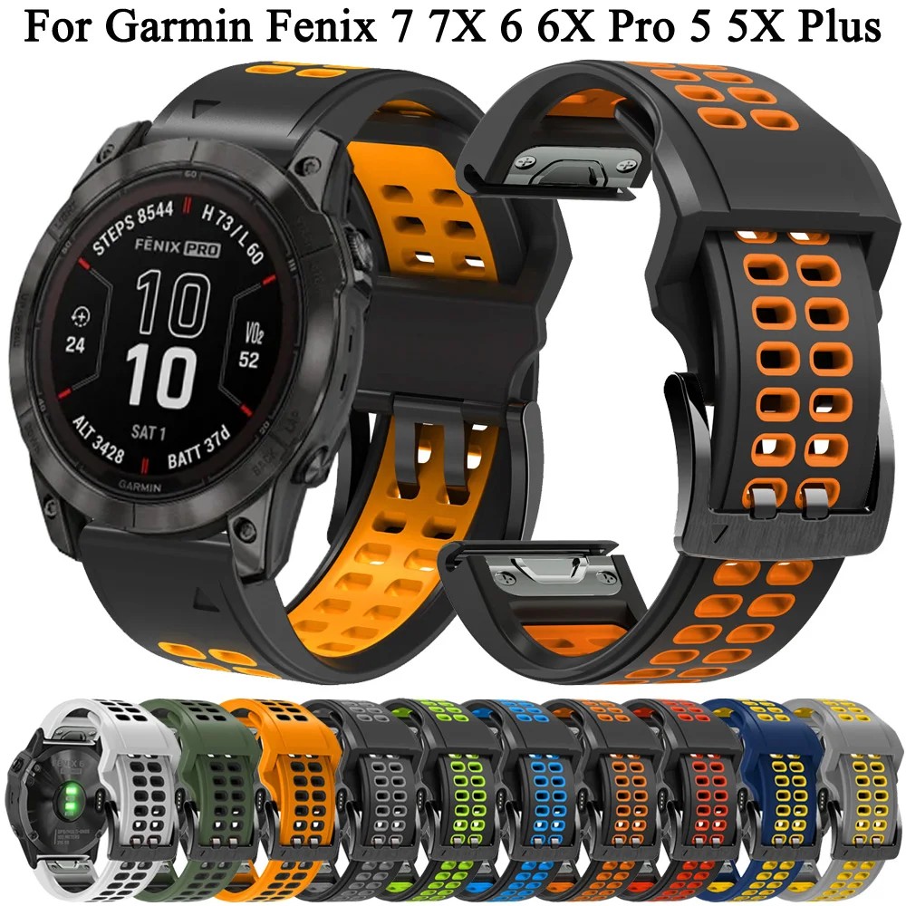 26mm 22mm Silicone Band For Garmin Fenix 7X 7 6X 6 Pro 5X 5 3HR Watch Strap Quickfit Watchband Epix Gen 2 955 MK2 Wrist Bracelet