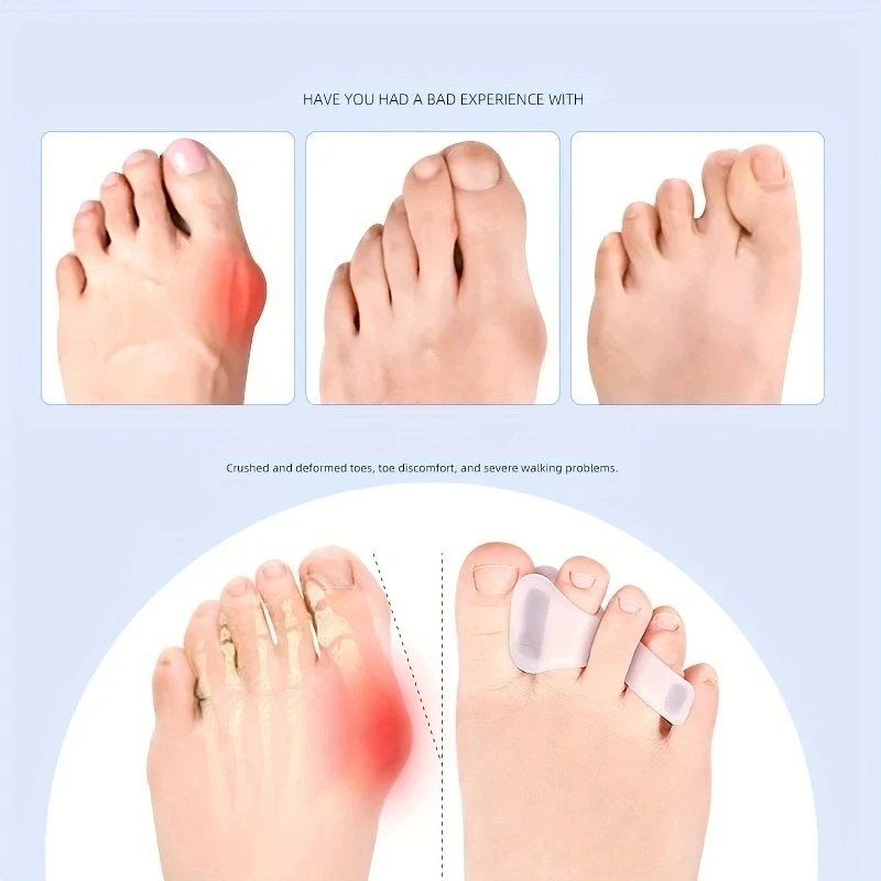 2pcs Hallux Valgus Foot Care Pedicure Silicone Gel Straightener Two Hole Toe Separator Fingers Protector Bunion Adjuster