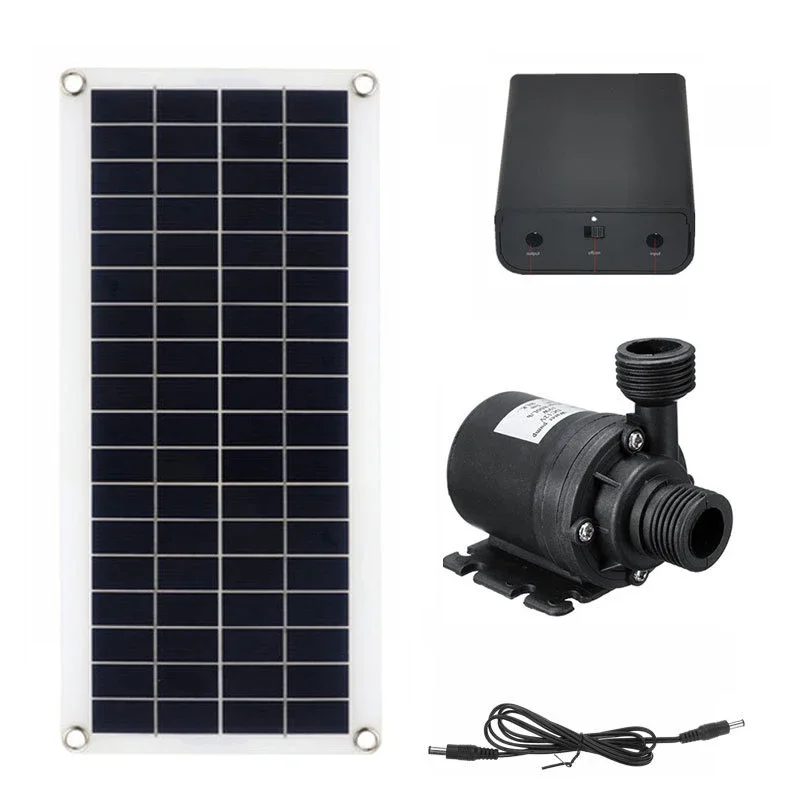 500W 800L/H Brushless Solar Water Pump Kit Time Control Solar Controller Ultra Silent Diving Motor Garden Fishbowl Decoration