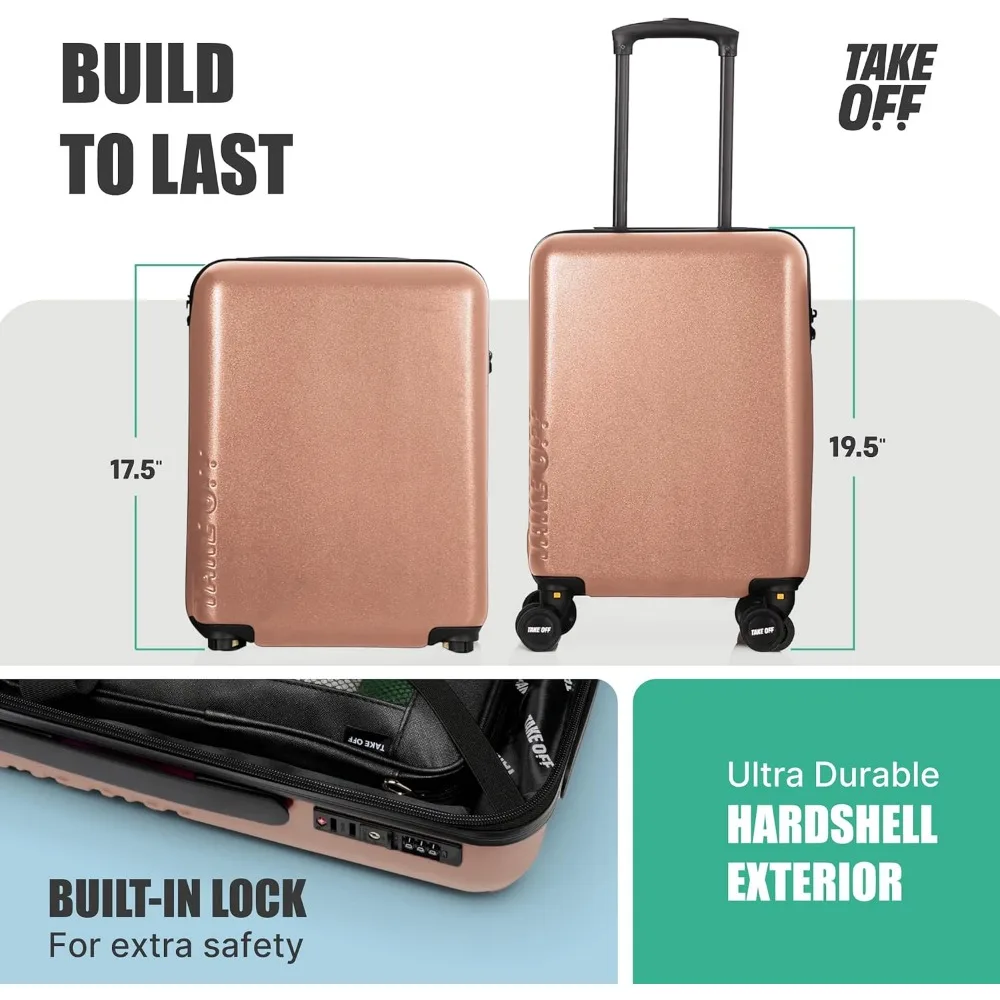 Compact Hardshell Underseat Carry-On Luggage with Removable Wheels, TSA Lock, Fits Tight Spaces for Personal Items