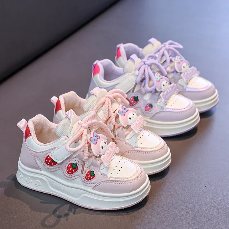 

Sanrio Girl's Fashion Casual Sports Shoes Cartoon Melody Print Childrens Trend Board Shoes Big Kids Anti Slip Little White Shoes