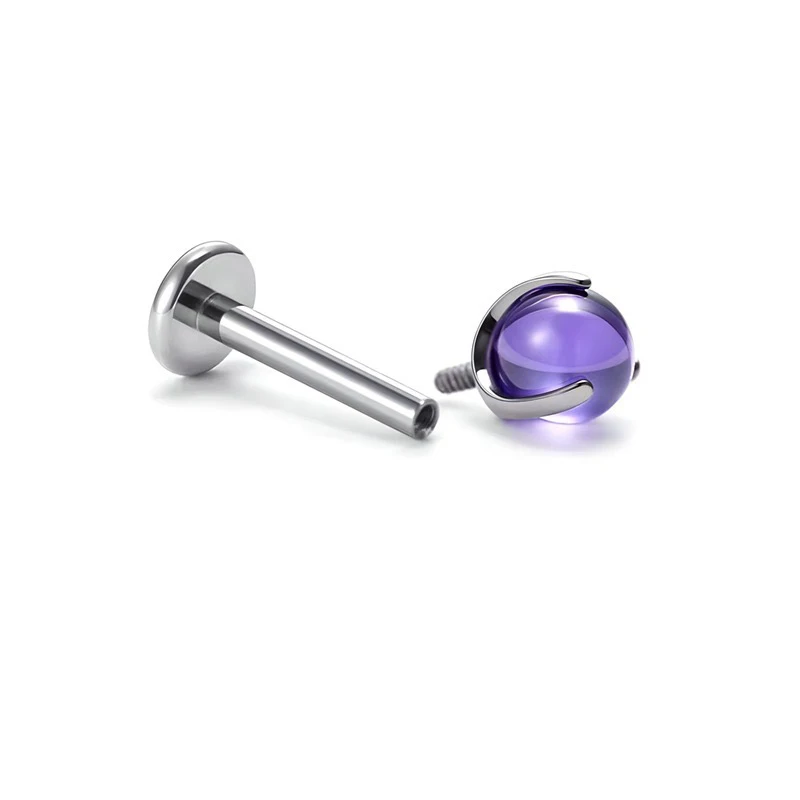 ASTM F136 G23 Titan Labret Piercing Seestern Biene Blatt CZ Push Pin Gewinde 16G Knorpel Körperschmuck – Detail 5