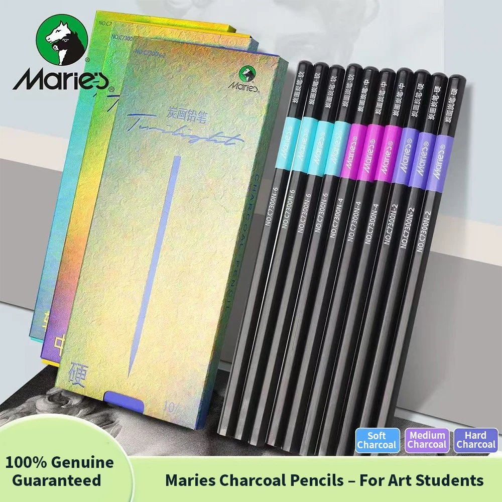 Sketching Charcoal Set - Pensil Arang Maries 3/6pcs, Tekstur Lembut,