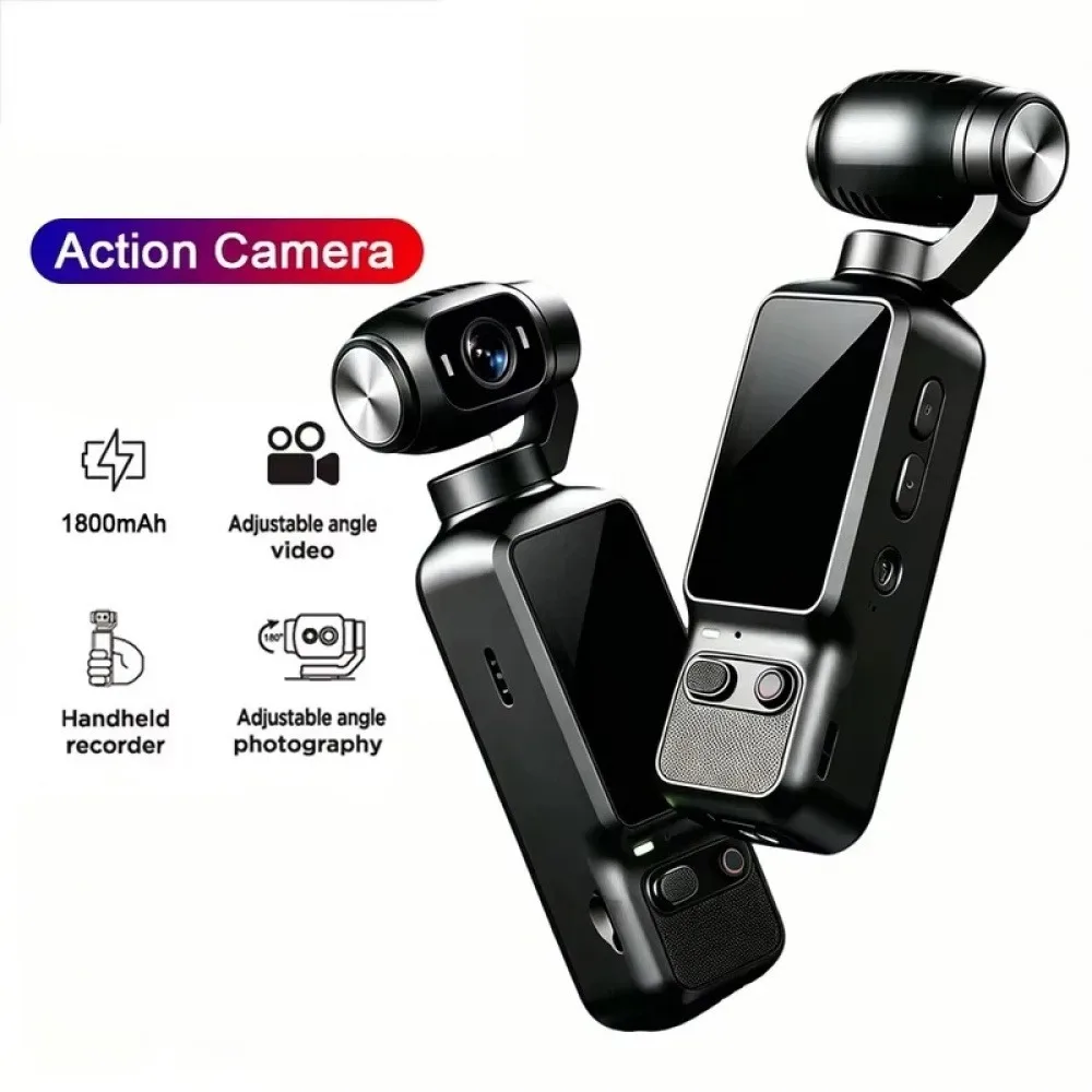 4K Gimbal Vlog Camera 4K HD Handheld Mini Video Camera 1.9 Inch Screen 180° Rotatable Lens 9X Optical Zoom Built-in Fill